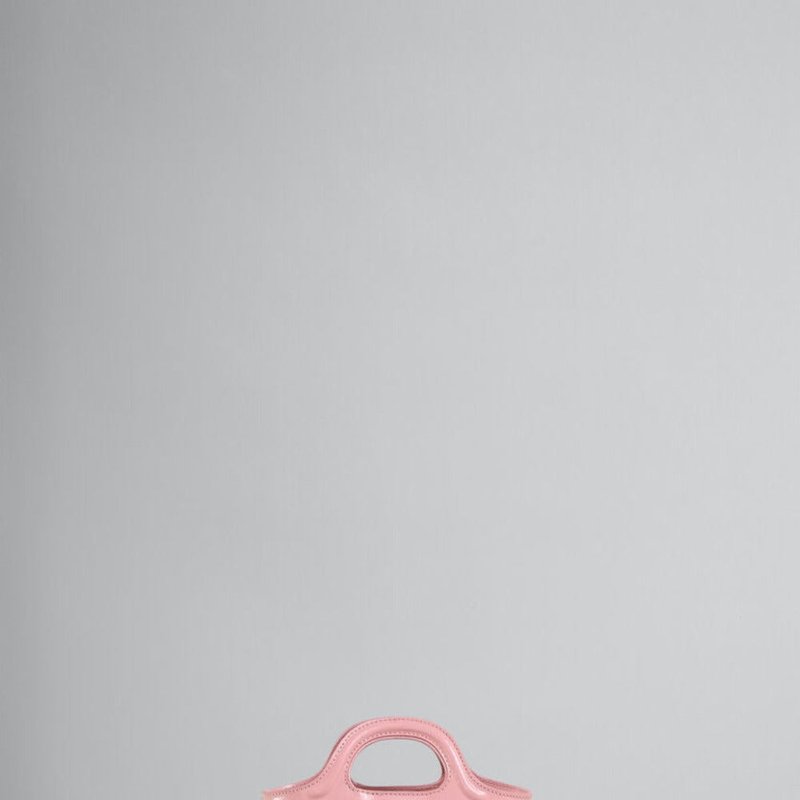 Shop Marni Tropicalia Micro Bag In Pink Leather And Raffia Effect Fabric
