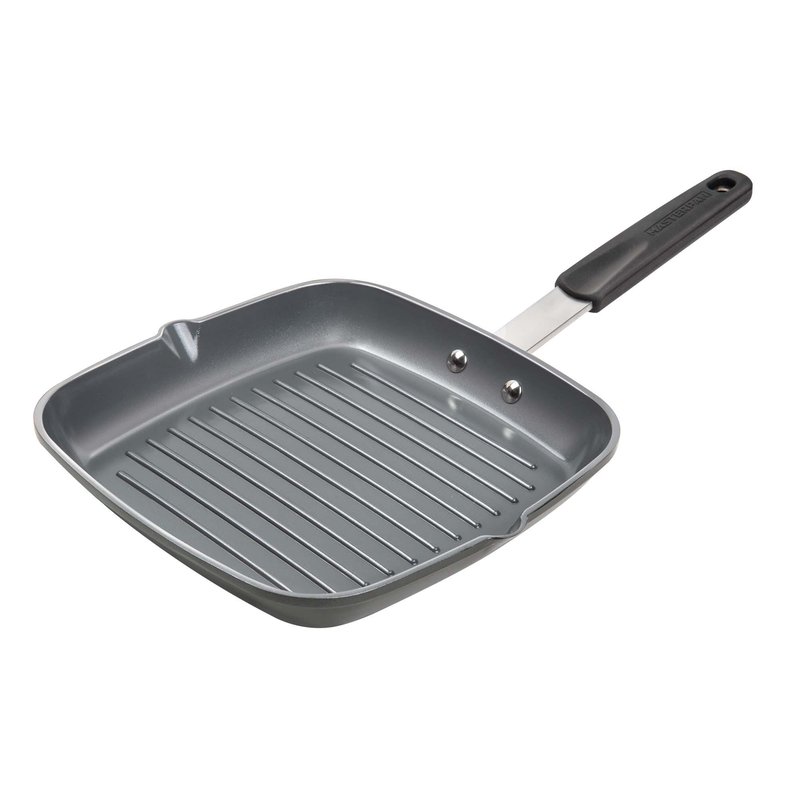 Masterpan Ceramic Nonstick Grill Pan With Silicone Grip, 10" In Black