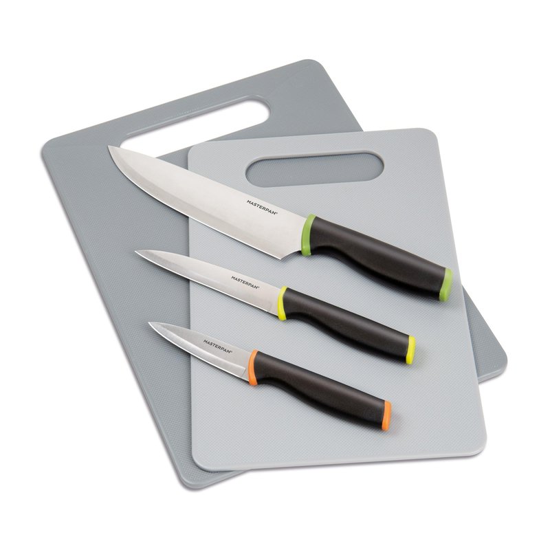 Masterpan Knife Set With Covers, 8-pc With Cutting Board In Gray