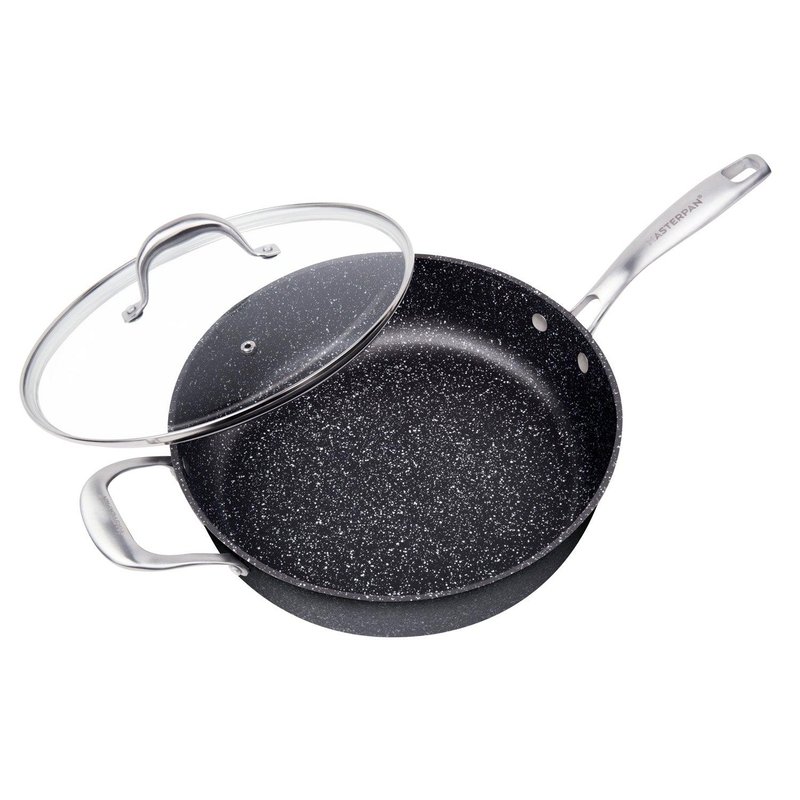 Masterpan Nonstick Granite Look Saute Pan With Glass Lid, 11" In Black
