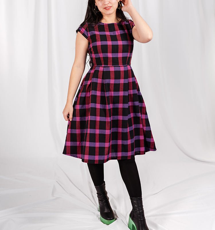 Mata Traders Devonshire Dress Ultra Violet Plaid In Red