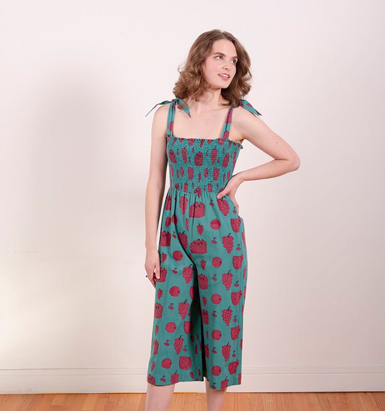 Mata Traders Tie Strap Jumpsuit In Green