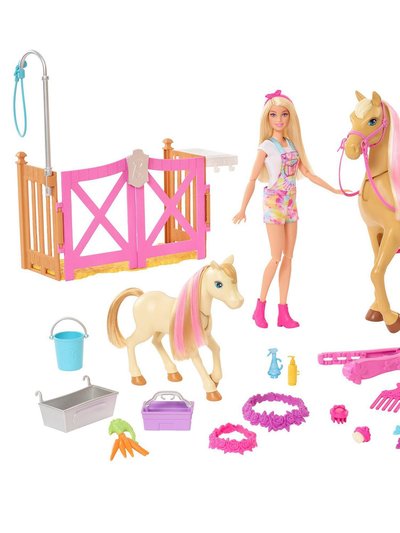 Mattel Barbie Groom 'N Care Playset With Doll, 2 Horses & 20+ Accessories product
