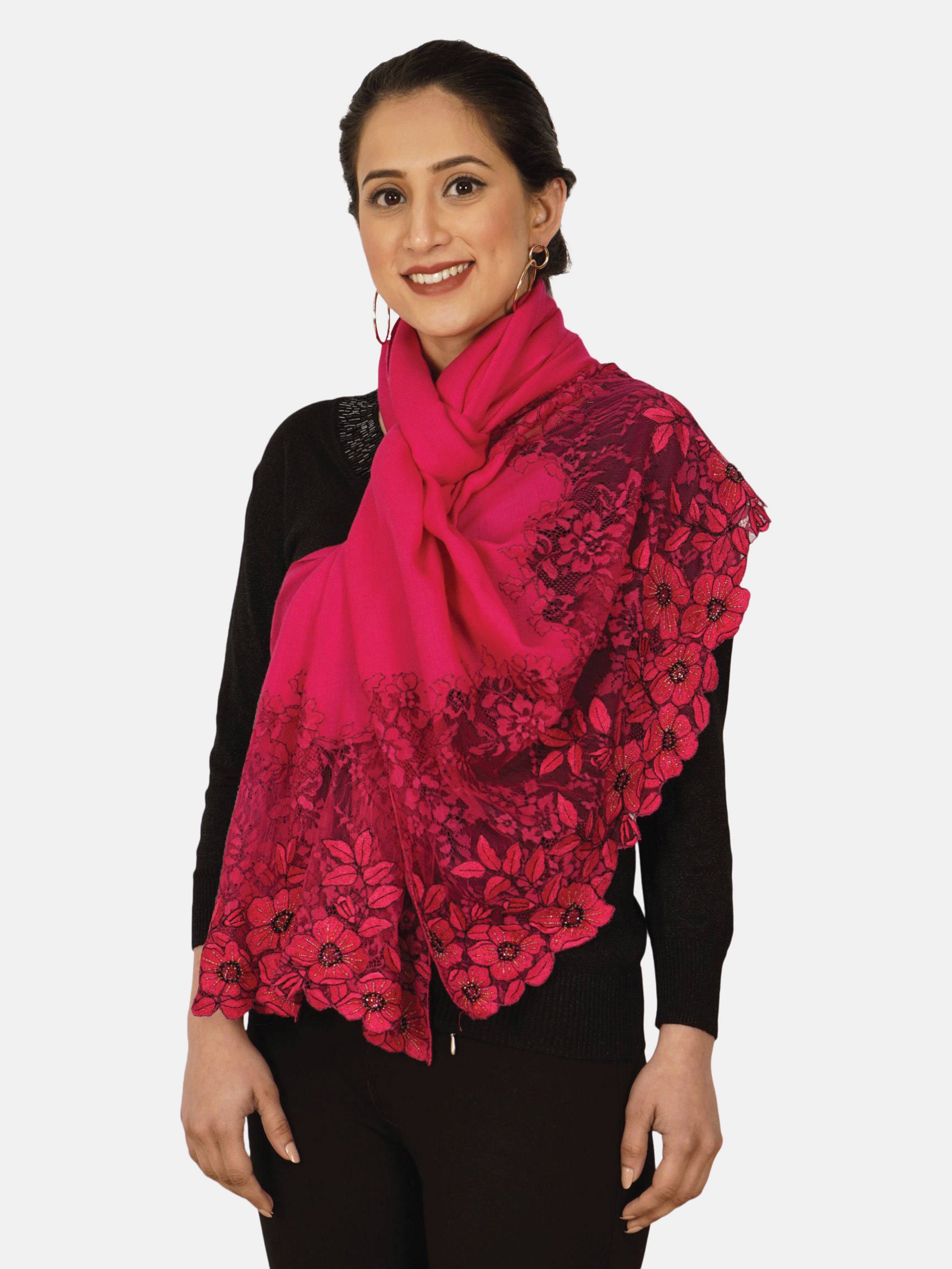 Mauli Cashmere Celestial Floral Inlay In Pink