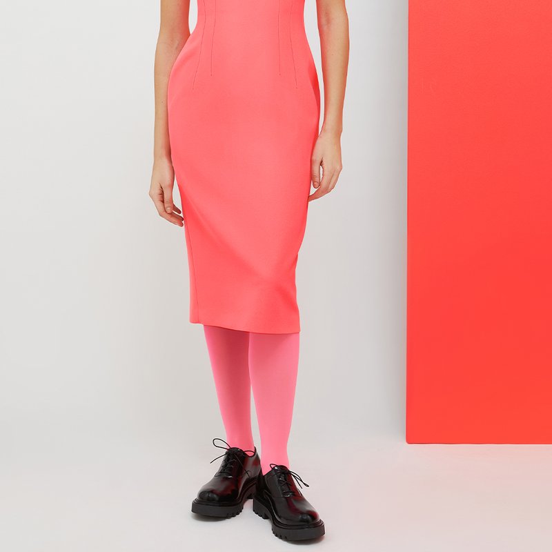 Max & Co De-coated With Anna Dello Russo Bustier Midi Dress In Pink