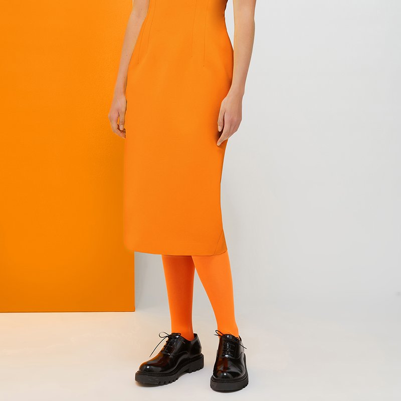Max & Co De-coated With Anna Dello Russo Bustier Midi Dress In Orange