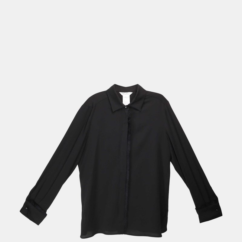 Max Mara Women's Black Mogador Fringe Silk Shirt Blouse
