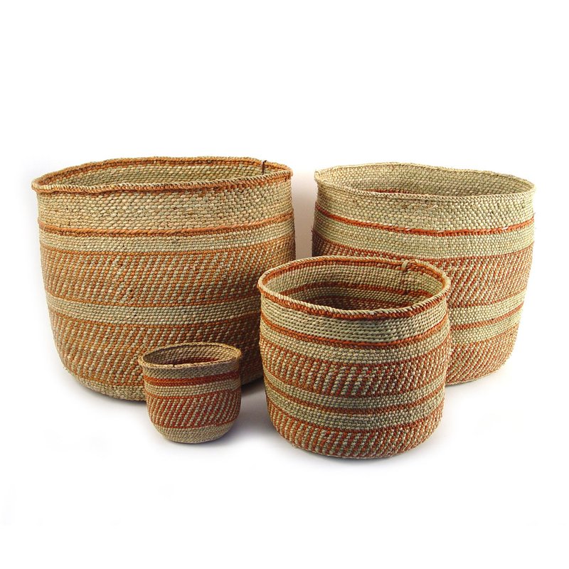 Mbare Ltd Auburn Stripe Iringa Baskets In Brown