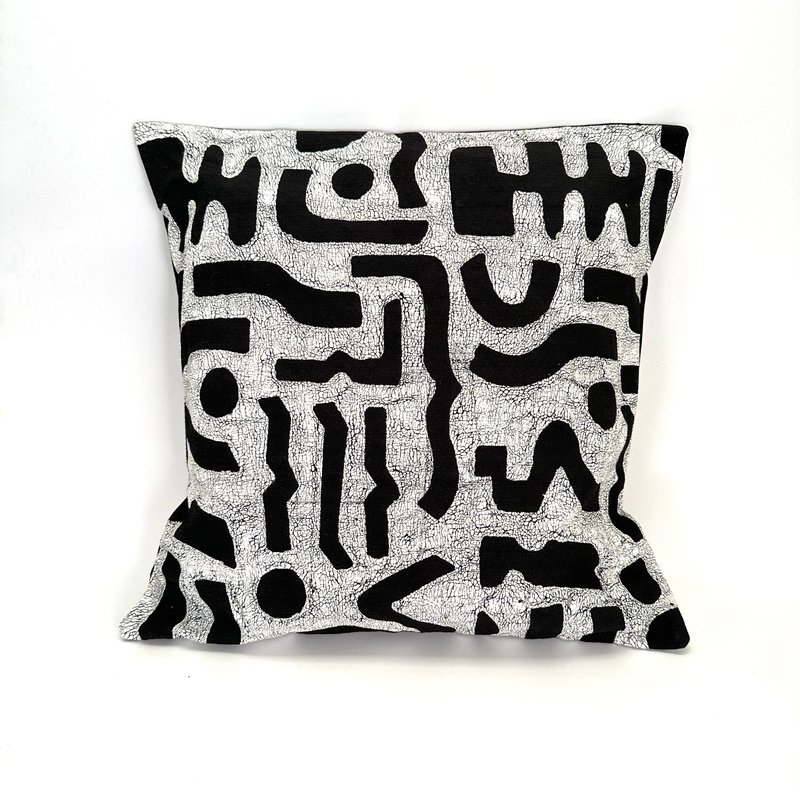 Mbare Ltd Black + White Bogo Marks Pillow Cover