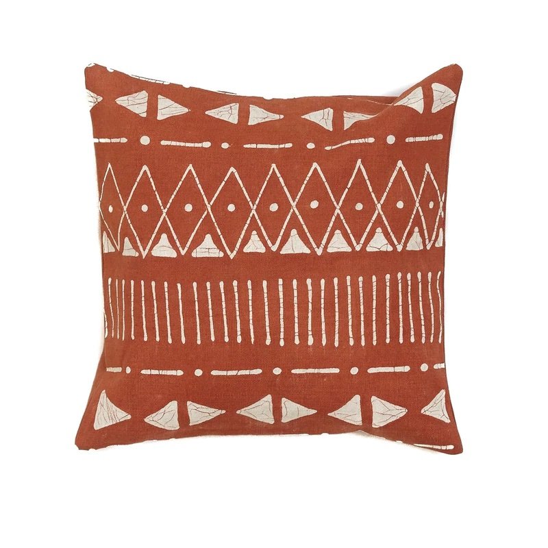 Mbare Ltd Matika Rust Linear Pillow Cover In Red