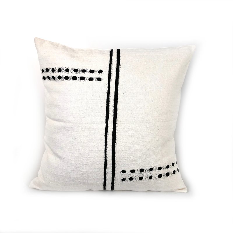 Mbare Ltd Sadza Dots + Lines Pillow Cover In White