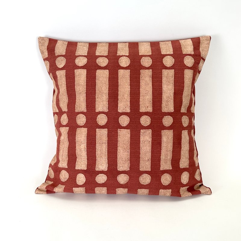 Mbare Ltd Terracotta Lines + Dots Pillow Cover In Red