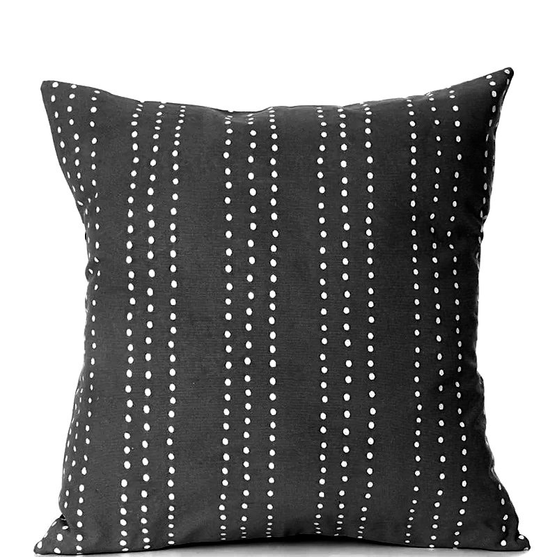 Mbare Ltd Tribal Cloth Dots Black Pillow Cover