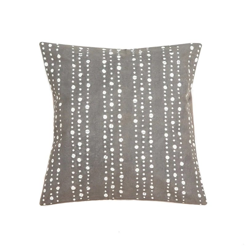 Mbare Ltd Tribal Cloth Lunar Dots Grey Pillow Cover