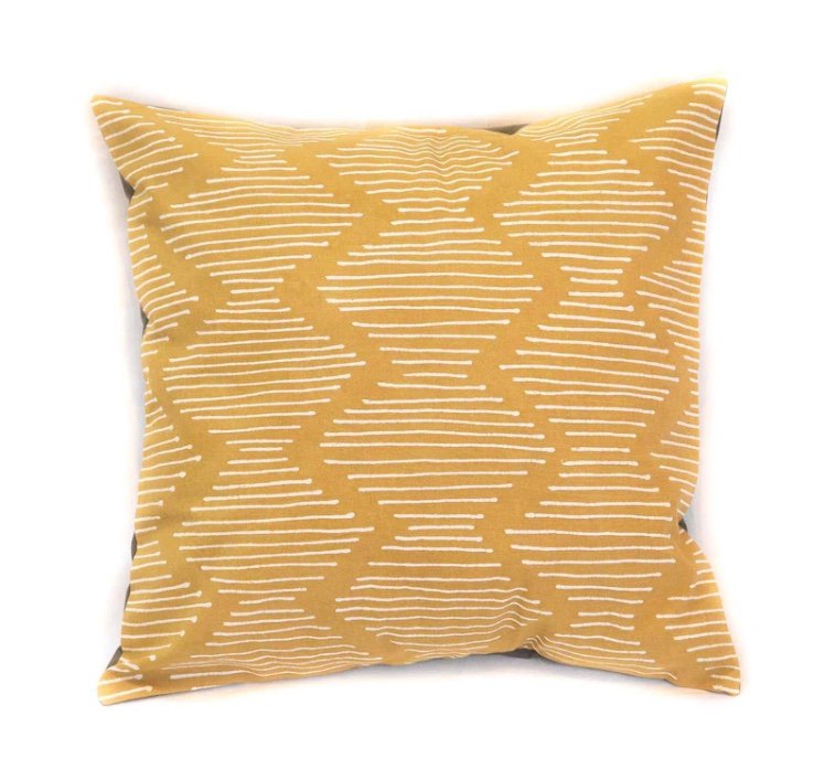 Mbare Ltd Tribal Cloth Wave Lines Mustard Pillow Cover In Yellow