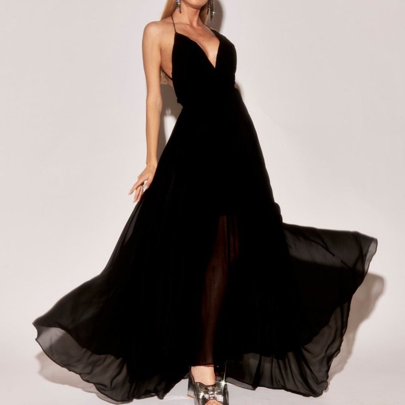 Meghan Fabulous Enchanted Garden Maxi Dress In Black