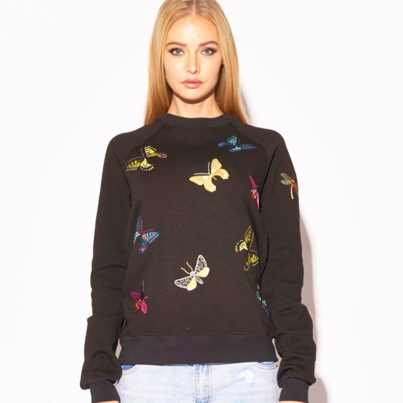 Shop Meghan Fabulous The Jitterbug Embroidered Sweatshirt In Black