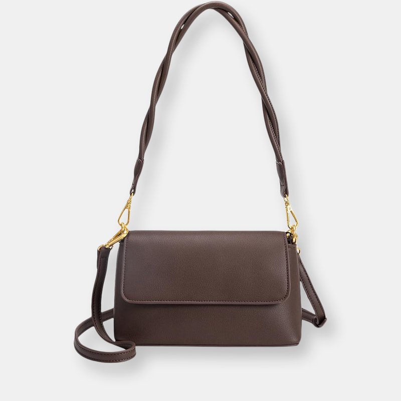 Melie Bianco Francesca Chocolate Small Shoulder Bag In Brown