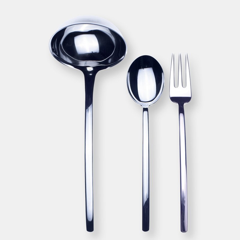 Mepra 3 Pcs Serving Set (fork Spoon And Ladle) Due