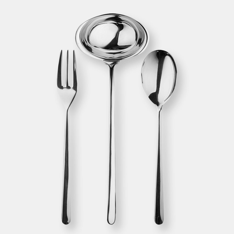 Mepra 3 Pcs Serving Set (fork Spoon And Ladle) Linea