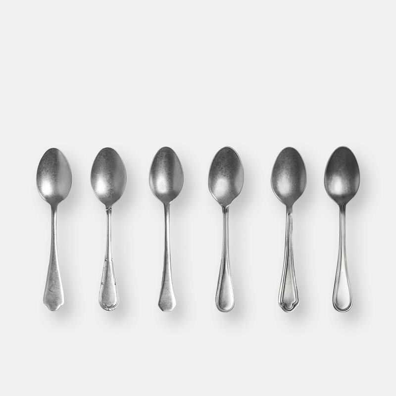 Mepra 6 Pcs Set Coffee Spoons Original Vintage In Grey