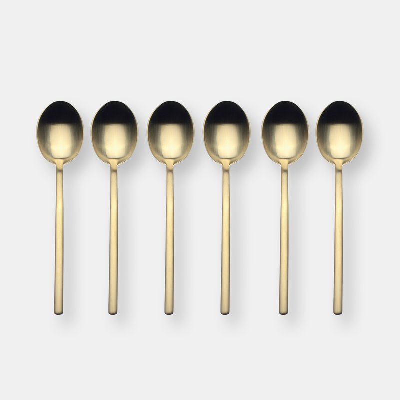 Shop Mepra Coffee Spoon Set 6 Pcs Due Ice Oro In Gold