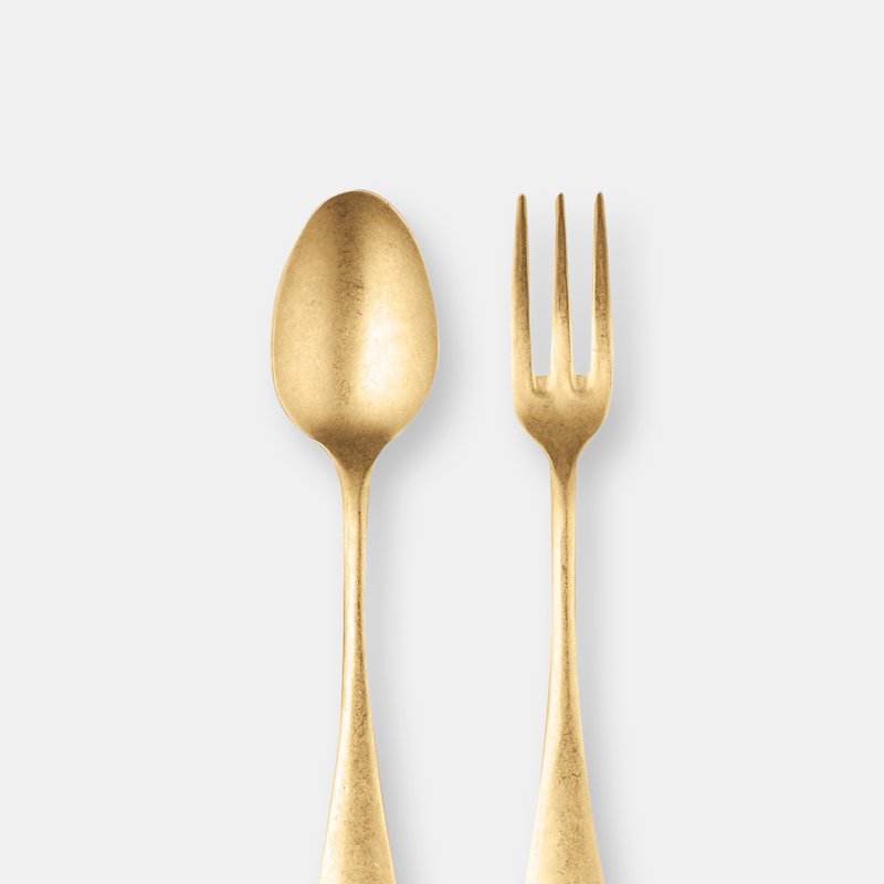 Mepra Serving Set (fork And Spoon) Dolce Vita Pewter Oro