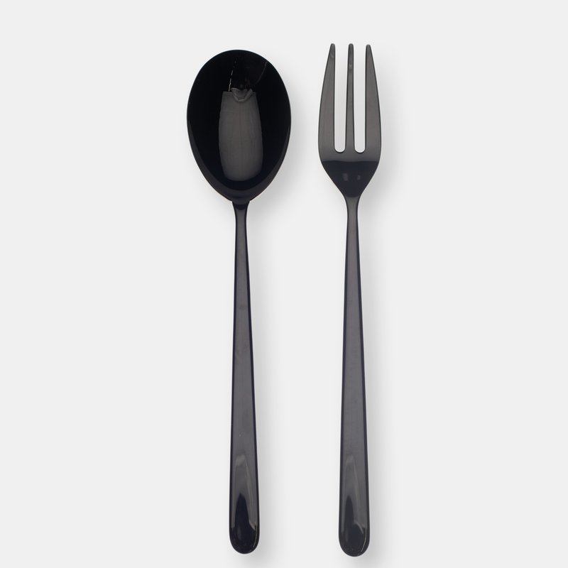 Mepra Serving Set (fork And Spoon) Linea Oro Nero