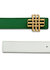 Reversible Signature Belt 25 mm - Green & White | Golden Buckle