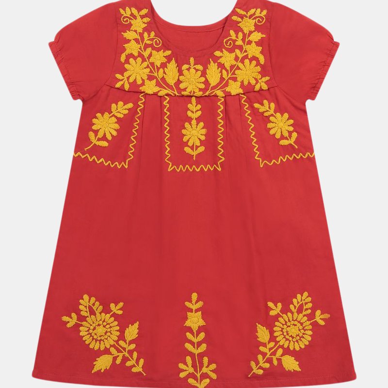 Mer St. Barth Camille Women's Embroidery Tunic Dress In Scarlett