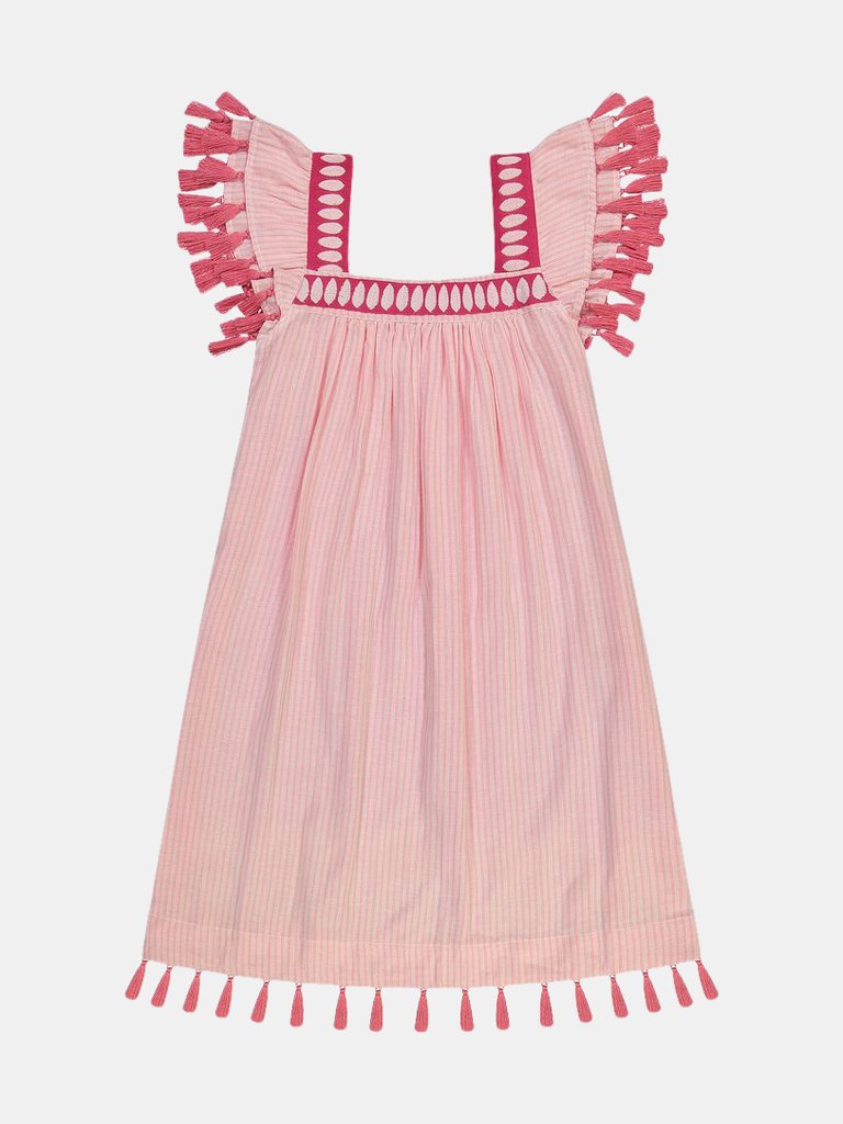 Sandrine Women's Reversible Tassel Dress Stripe - Rose/Pink
