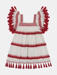 Serena Girl's Chacha Dress - White/Red