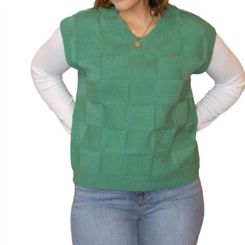 &merci Checkered Sweater Vest In Green