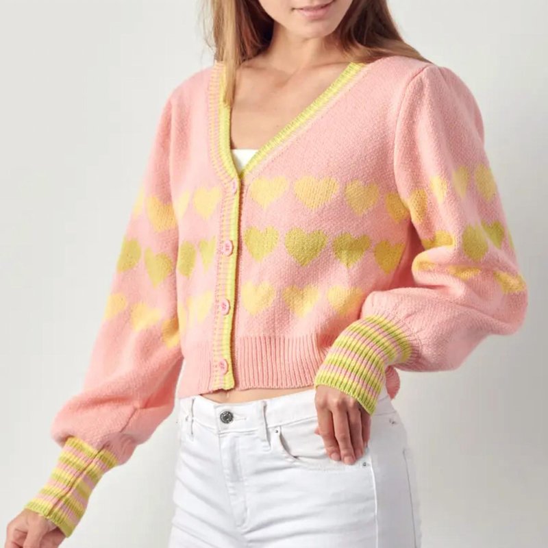 Shop &merci Heart Button-front Cardigan In Pink