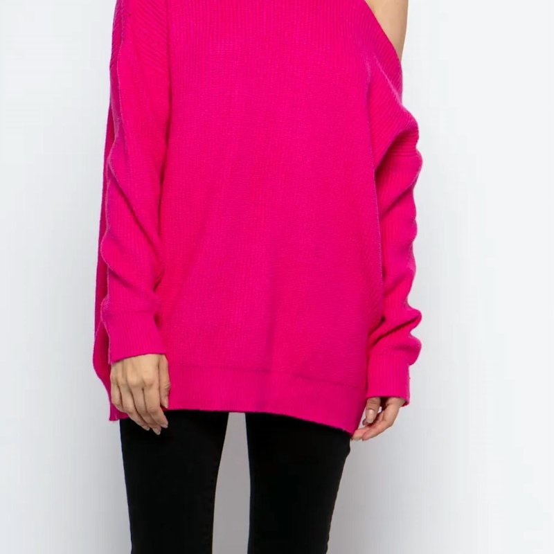 Shop &merci Shoulder-baring Turtleneck Sweater In Pink