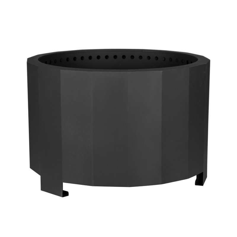 Merrick Lane Aries 27" Portable Black Finished Steel Smokeless Wood Burning Outdoor Firepit With Waterproof Cover