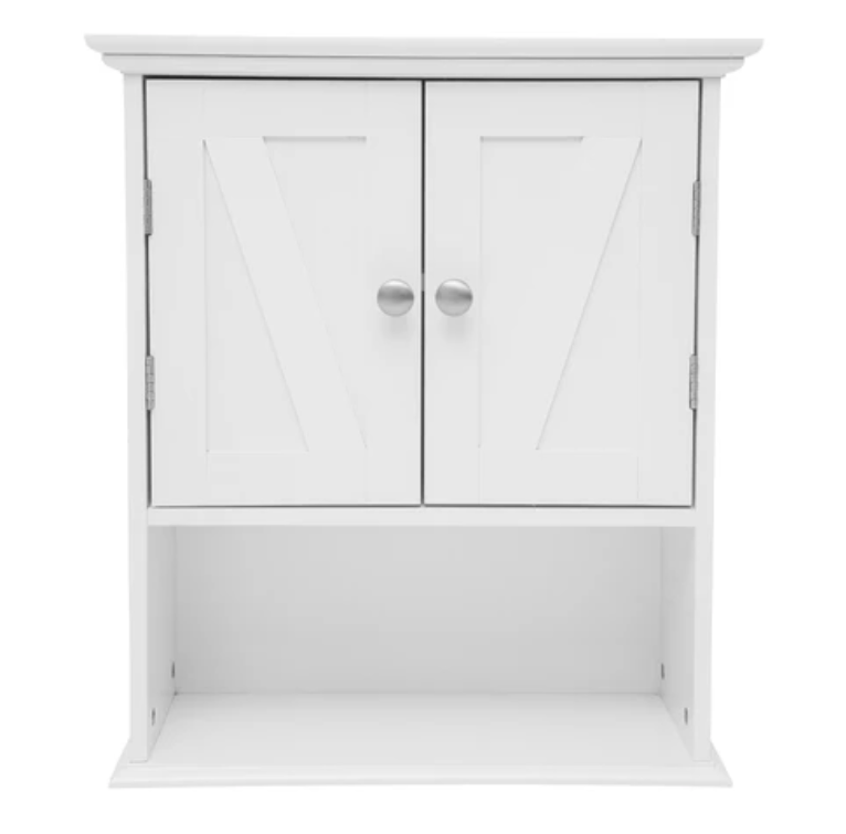 Merrick Lane Delilah Wall Mounted Bathroom Medicine Cabinet With Adjustable Cabinet Shelf, Lower Open Shelf, And In White
