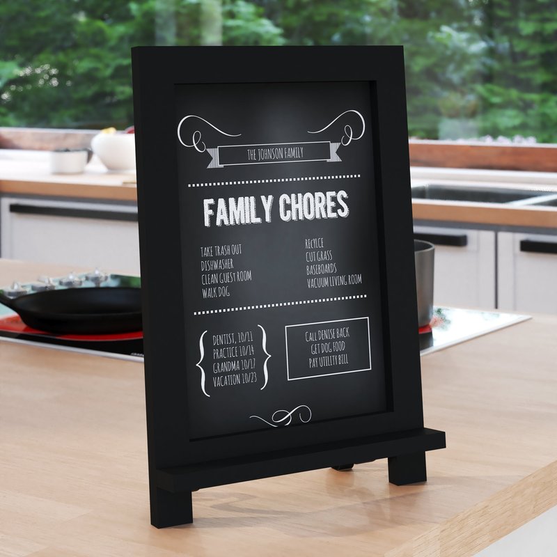 Merrick Lane Magda Set Of 10 Wall Mount Or Tabletop Magnetic Chalkboards With Folding Metal Legs In Black, 9.5" X