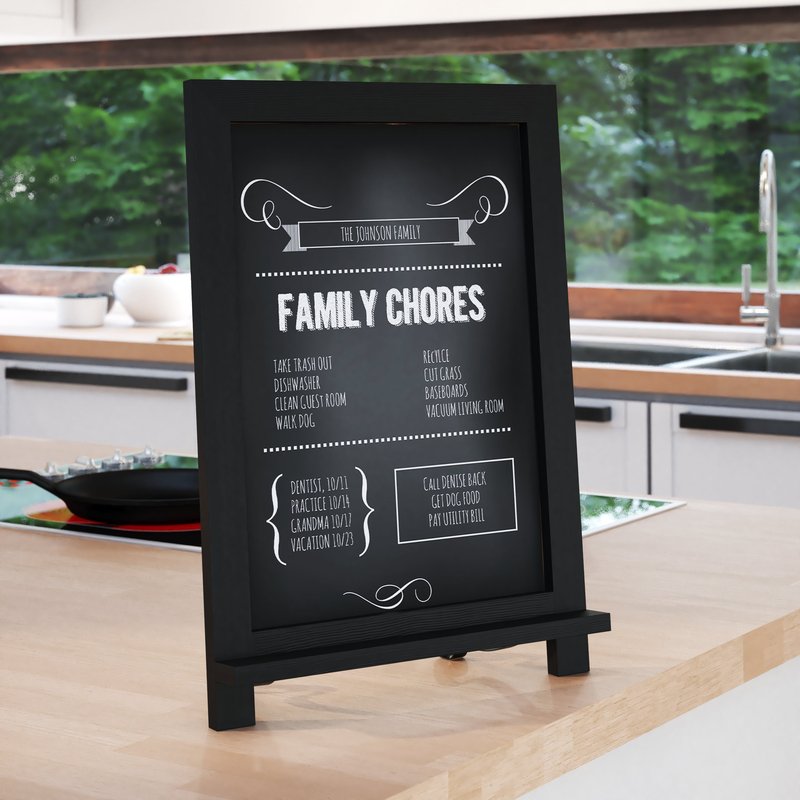 Merrick Lane Magda Set Of 10 Wall Mount Or Tabletop Magnetic Chalkboards With Folding Metal Legs In Black