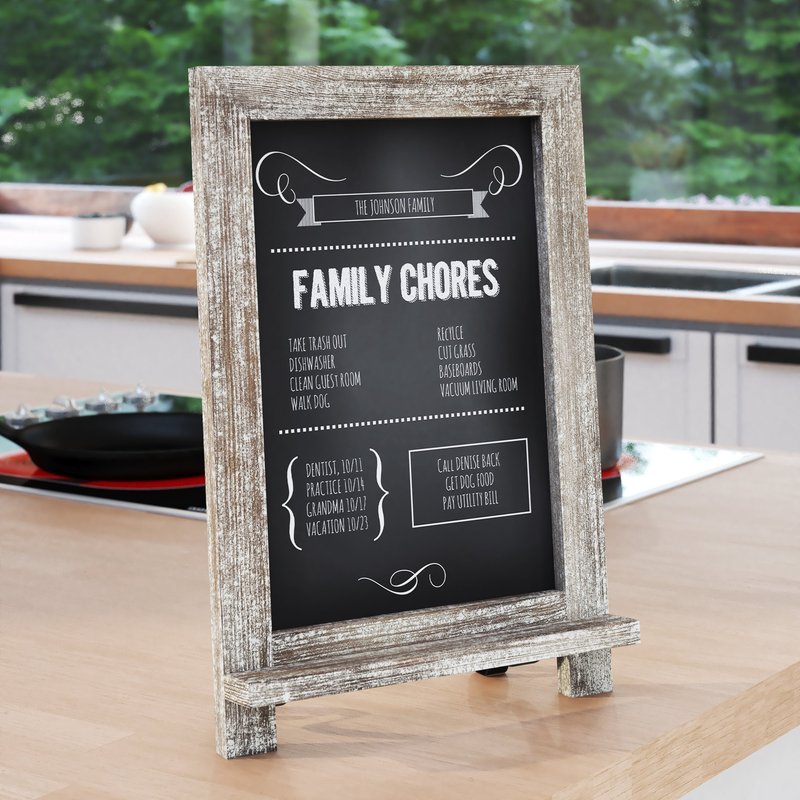 Merrick Lane Magda Set Of 10 Wall Mount Or Tabletop Magnetic Chalkboards With Folding Metal Legs In Weathered, 9. In White