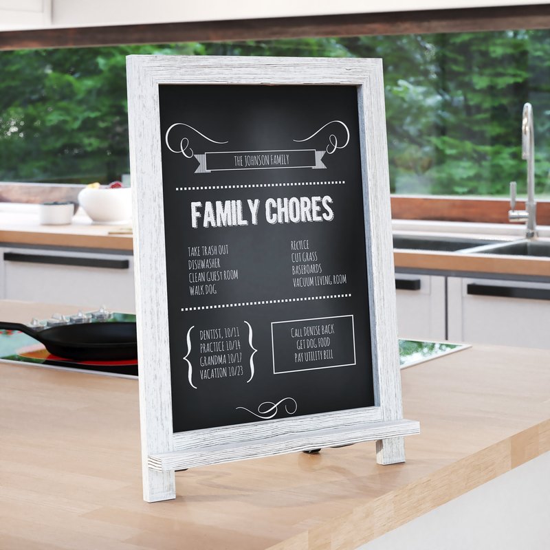 Merrick Lane Magda Set Of 10 Wall Mount Or Tabletop Magnetic Chalkboards With Folding Metal Legs In Whitewashed,