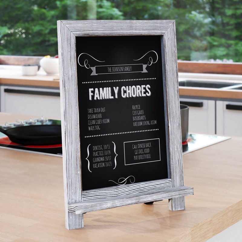 Merrick Lane Magda Set Of 10 Wall Mount Or Tabletop Magnetic Chalkboards With Folding Metal Legs In Whitewashed,9