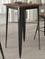 Modern 23.5" Square Black Metal Table with Rustic Walnut Finished Wood Top for Indoor Use