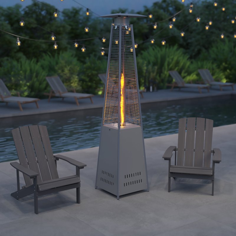 Merrick Lane Stainless Steel Pyramid Shape Portable Outdoor Patio Heater In Grey