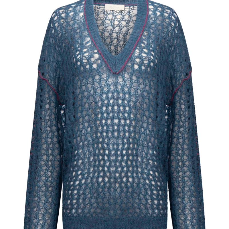 Mes Demoiselles Takeko Knitted Sweater In Blue