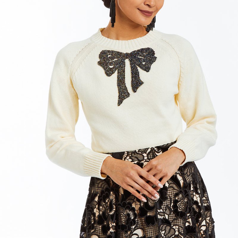 Mestiza Delilah Bow Sweater In Neutral