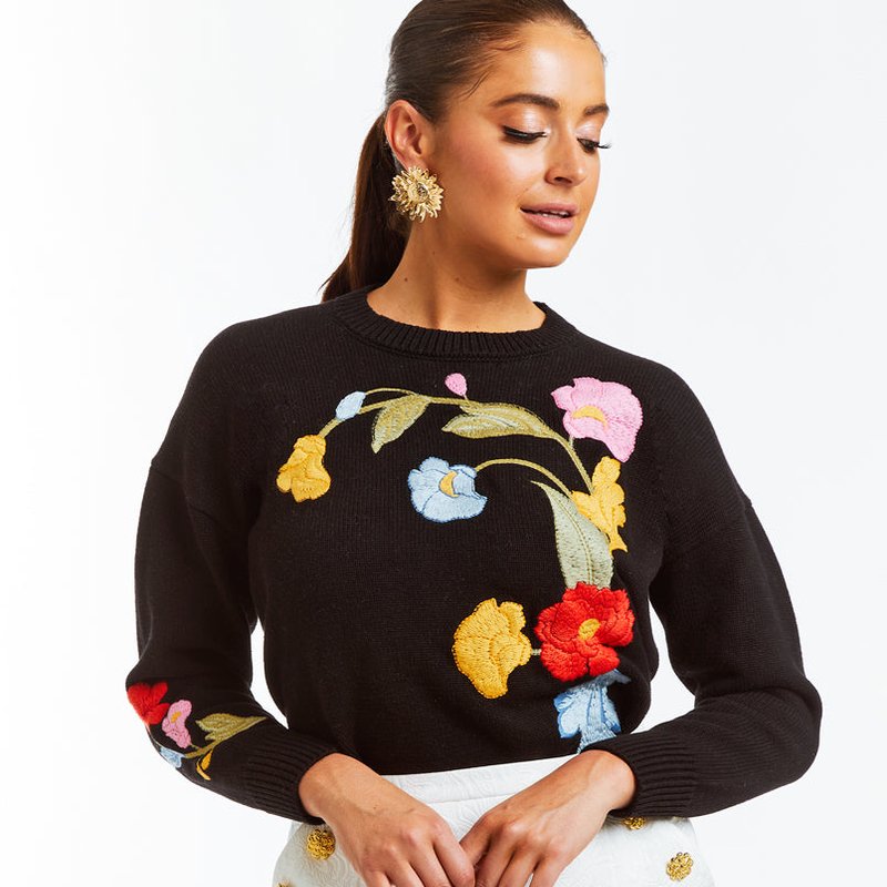Mestiza Dolcetto Embroidered Sweater In Black