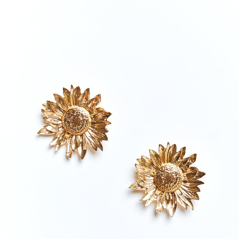 Shop Mestiza Gwen Sunflower Earrings In Gold