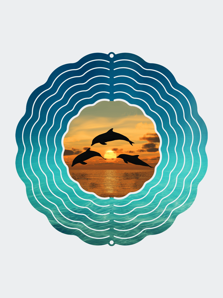 Dolphin Sunset Wind Spinner - Blue