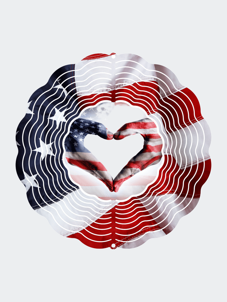 Flag Heart Wind Spinner - White